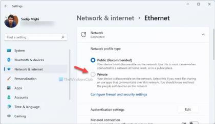 如何在Windows11中更改网络配置文件类型