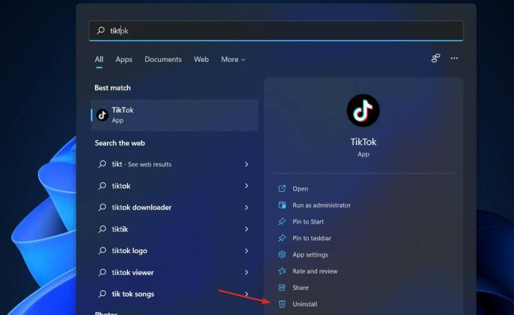 如何从Win11系统中删除TikTok