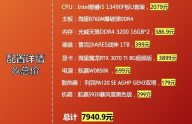 8000元3d绘图电脑配置单(13代i5-13490F搭配3070ti独显装机) 8000元3d绘图电脑配置单(13代i5-13490F搭配3070ti独显装机)