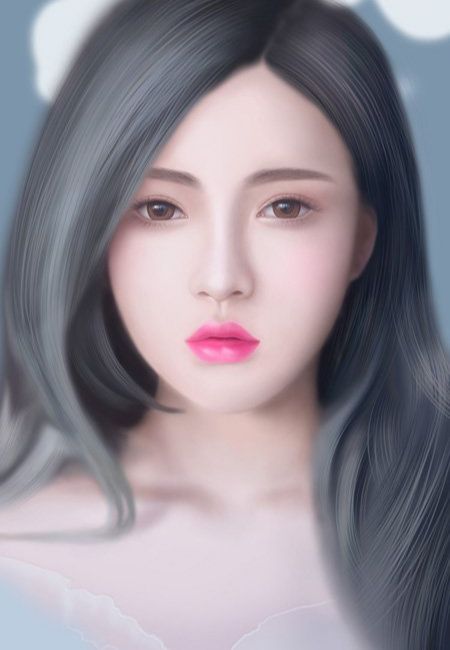 Photoshop绘制长发飘飘的美女人像