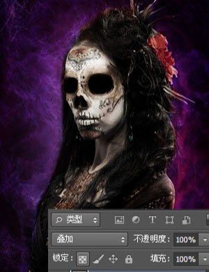 ps怎么给美女换上骷髅脸