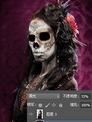 ps怎么给美女换上骷髅脸