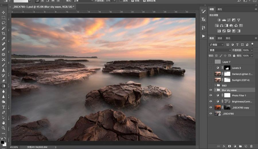 Photoshop使用插件给风光大片塑造光影