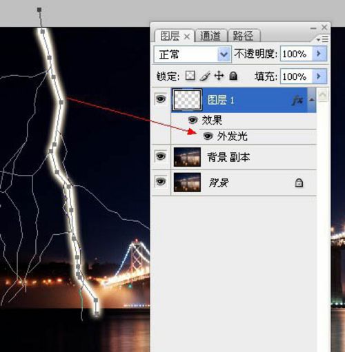 PS给夜景照片添加逼真闪电