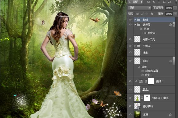 ps cs6合成森林中的仙女场景方法