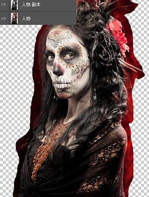 ps怎么给美女换上骷髅脸