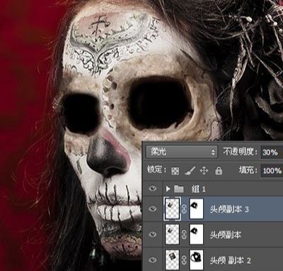 ps怎么给美女换上骷髅脸