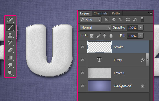 ps cs6设计毛巾字方法