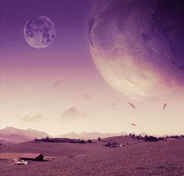 ps合成外星郊外场景方法