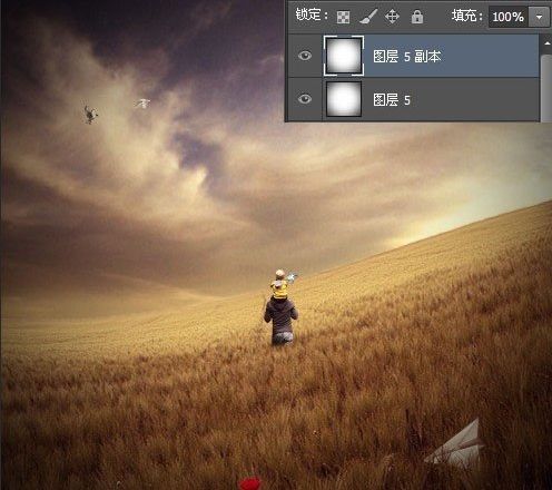 ps照片合成草坪上的父子场景