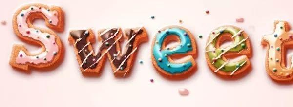PS设计精美的甜品立体奶油字