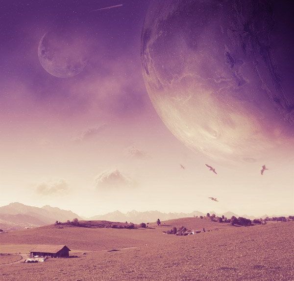 ps合成外星郊外场景方法