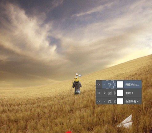 ps照片合成草坪上的父子场景