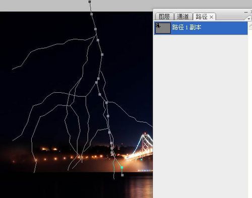 PS给夜景照片添加逼真闪电
