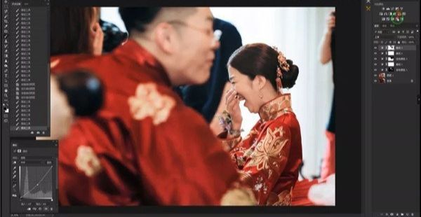 Photoshop快速纠正曝光不足的婚片