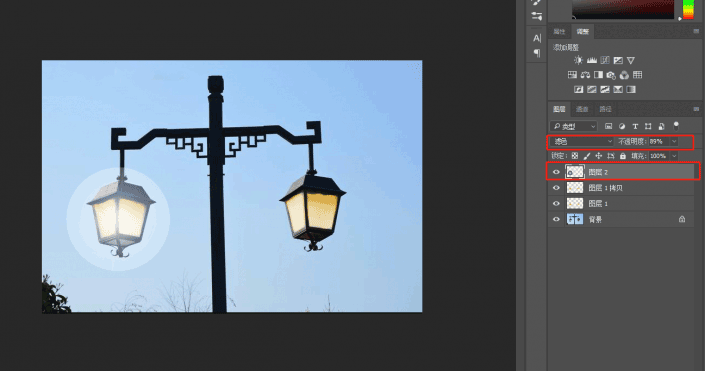Photoshop制作逼真的路灯灯光效果
