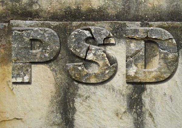 ps制作岩石雕刻字