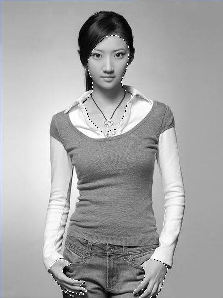photoshop给黑白漂亮小妹妹上色