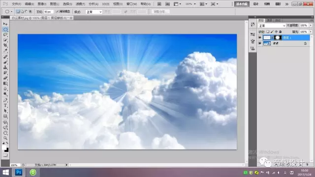 PS制作穿越云层的阳光