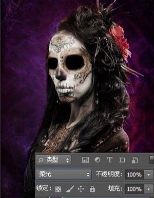 ps怎么给美女换上骷髅脸