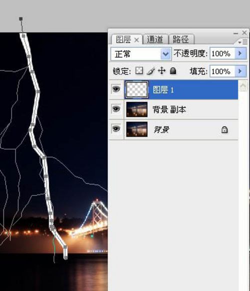 PS给夜景照片添加逼真闪电