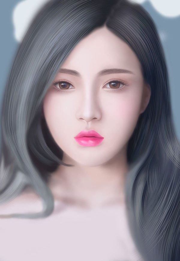 Photoshop绘制长发飘飘的美女人像