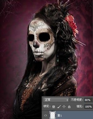 ps怎么给美女换上骷髅脸