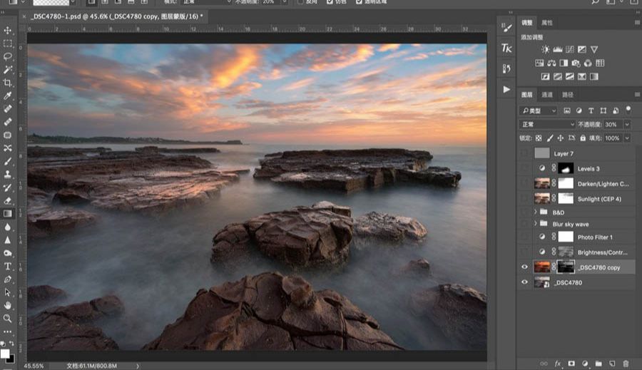 Photoshop使用插件给风光大片塑造光影
