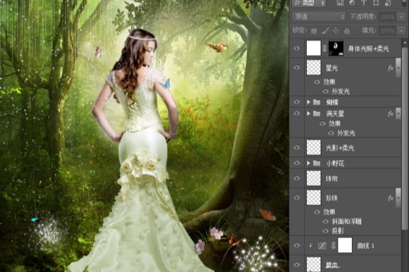 ps cs6合成森林中的仙女场景方法