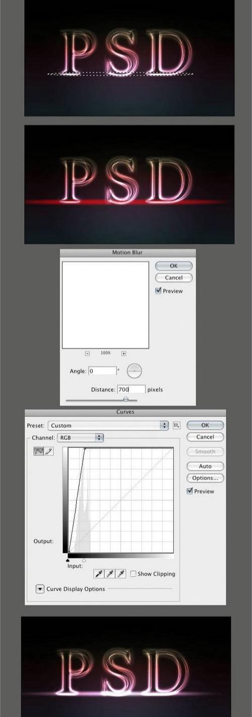 Photoshop制作光线流动效果文字